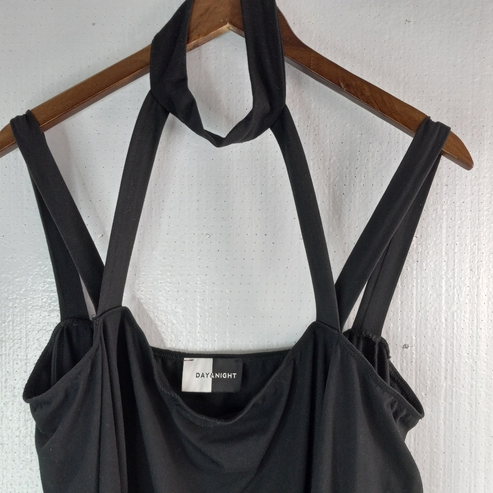 Day&Night 2X Long Sleeved Choker Strappy Cold Shoulder Body Suit in Black - Picture 8 of 15